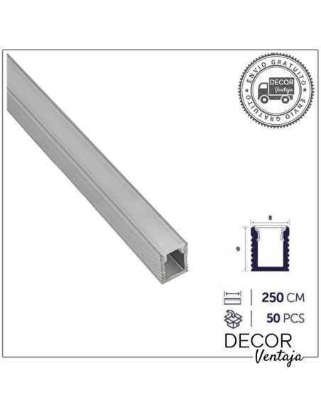 Listelo aluminio LED 9x8 mm.