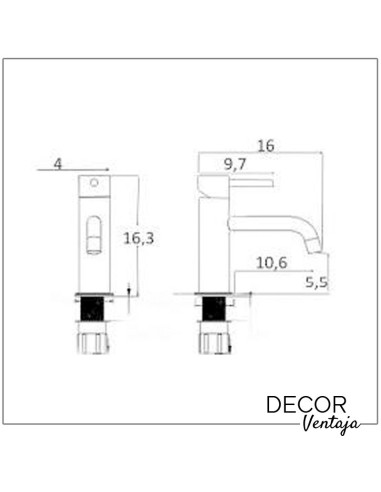 Grifo de lavabo dorado. Modelo Retro oro cepillado cotas