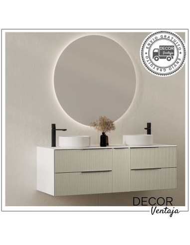 Mueble de baño de 2 cajones suspendido mod. BALI+ encimera. Ambiente mueble blanco