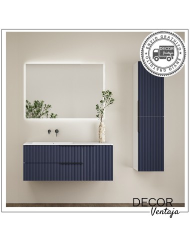 Mueble de baño de 2 cajones suspendido mod. BALI+ encimera. Ambiente mueble azul