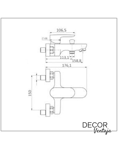 Grifo ducha y baño negro modelo Just cotas