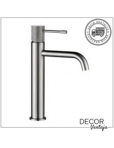 Grifo alto monomando para lavabo sobre encimera. Modelo Flip Acero cepillado