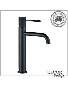 Grifo alto monomando para lavabo sobre encimera. Modelo Flip Negro mate