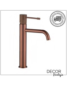 Grifo alto monomando para lavabo sobre encimera. Modelo Flip Cooper cepillado