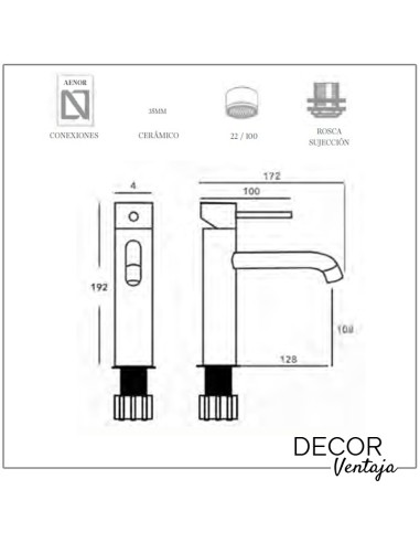 Grifo monomando para lavabo. Modelo Flip.Medidas y cotas