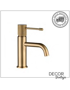 Grifo monomando para lavabo. Modelo Flip Oro cepillado