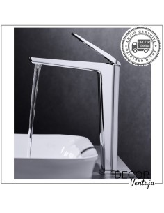 Grifo alto monomando cromo para lavabo sobre encimera. Modelo Manila Cromo 2