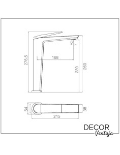 Grifo alto monomando cromo para lavabo sobre encimera. Modelo Manila Negro mate 2