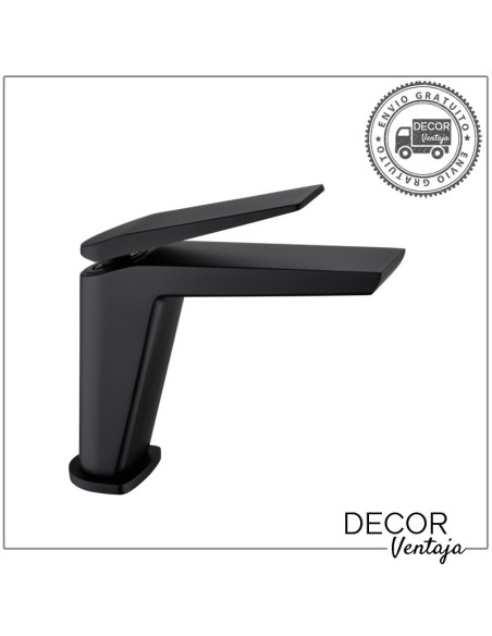 Grifo monomando cromo para lavabo. Modelo Manila Negro mate