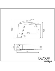 Grifo monomando cromo para lavabo. Modelo Manila Negro mate - Oro cepillado 2