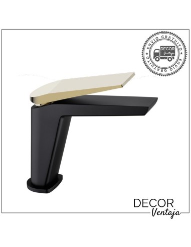 Grifo monomando cromo para lavabo. Modelo Manila Negro mate - Oro cepillado