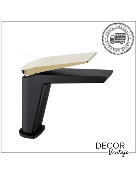 Grifo monomando cromo para lavabo. Modelo Manila Negro mate - Oro cepillado