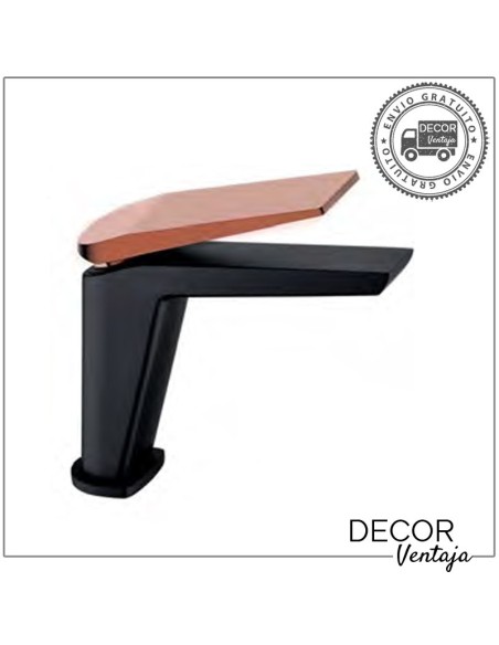 Grifo monomando cromo para lavabo. Modelo Manila Negro mate - Cooper cepillado