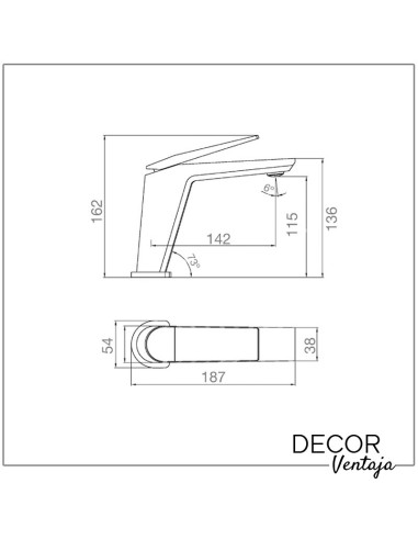 Grifo monomando para lavabo. Modelo Bora Bora Cromo. Cotas y medidas