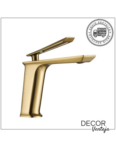 Grifo monomando para lavabo. Modelo Bora Bora Oro Cepillado. Perfil