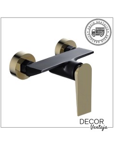 Grifo monomando de ducha. Modelo Manila Negro Mate - Oro cepillado.