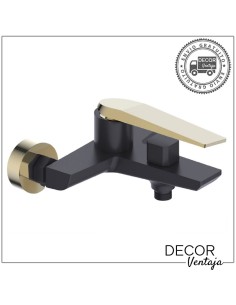 Grifo monomando de baño - ducha. Modelo Manila Negro mate - Oro cepillado.