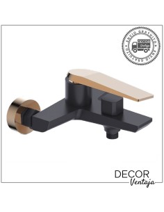 Grifo monomando de baño - ducha. Modelo Manila Negro mate - Cooper cepillado.