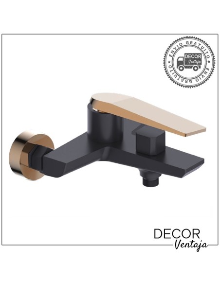 Grifo monomando de baño - ducha. Modelo Manila Negro mate - Cooper cepillado.