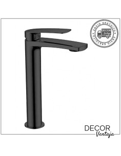 Grifo alto monomando cromo para lavabo sobre encimera. Modelo Malibú Negro.