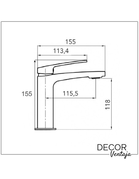 Grifo monomando cromo para lavabo. Modelo Malibú Cromo. Cotas