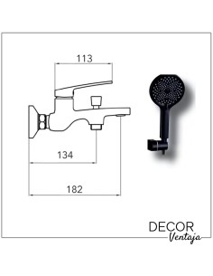 Grifo monomando de baño - ducha. Modelo Malibú Negro mate. 2