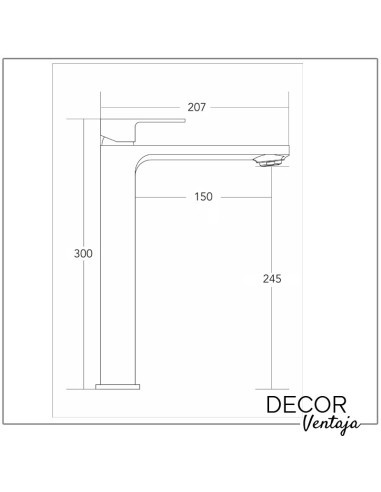 Grifo alto monomando cromo para lavabo sobre encimera. Modelo New Twist Oro cepillado. Cotas