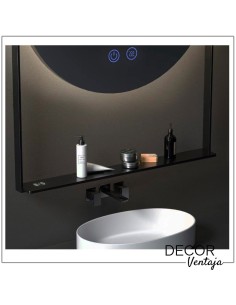 Espejo de baño circular mod. Zaidin LED con repisa metálica 2