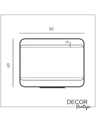 Espejo de baño rectangular mod. Generalife LED con repisa metálica. cotas y medidas