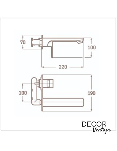 Grifo tubular cromado de lavabo para encastrar. Cotas de instalacion
