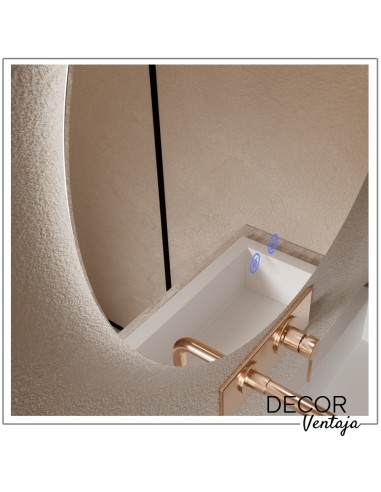 Espejo de baño circular mod. Veleta LED. Detalle espejo retroiluminado