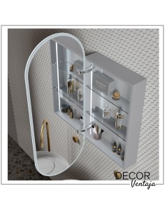 Espejo de baño camerino 1 puerta ovalado mod. Beiro LED 2
