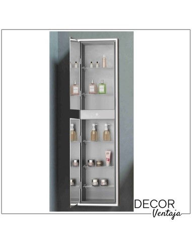 Espejo hogar camerino 2 puertas con espejo interior mod. Alhambra LED. Interior baldas