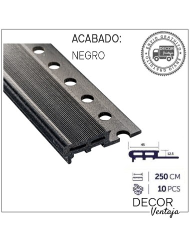 Peldaño rústico 12,5x45 mm. Negro