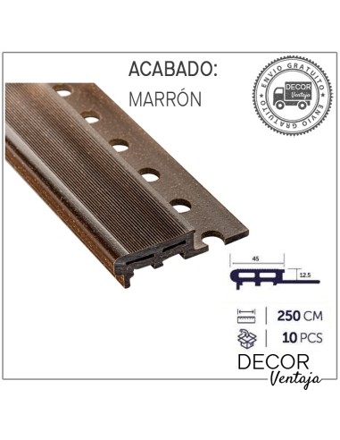 Peldaño rústico 12,5x45 mm. Marrón
