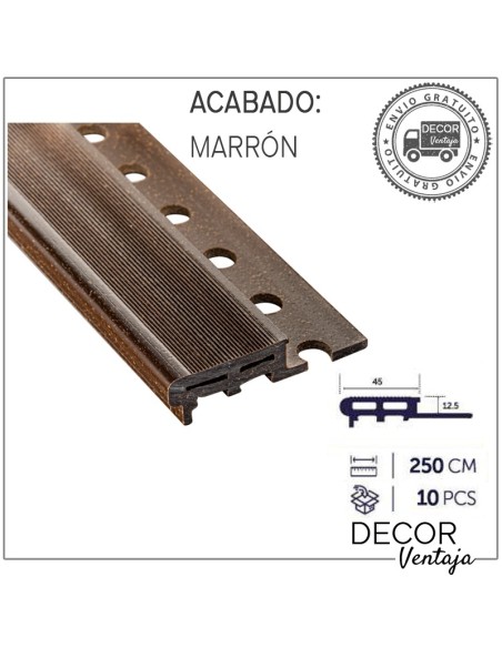 Peldaño rústico 12,5x45 mm. Marrón