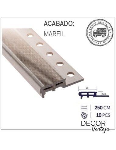 Peldaño rústico 12,5x45 mm. Marfil