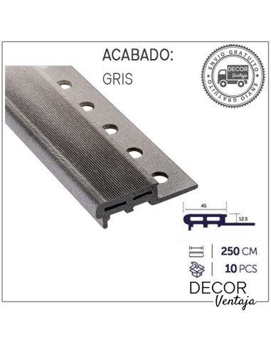 Peldaño rústico 12,5x45 mm. Gris