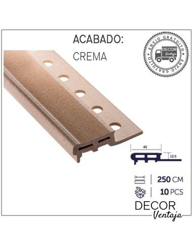 Peldaño rústico 12,5x45 mm. Crema