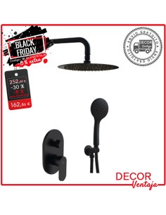 Conjunto ducha encastre 6pzs a pared Tubular negro OFERTA