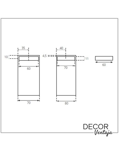 Plato de ducha de resina modelo Valle. Cotas y medidas