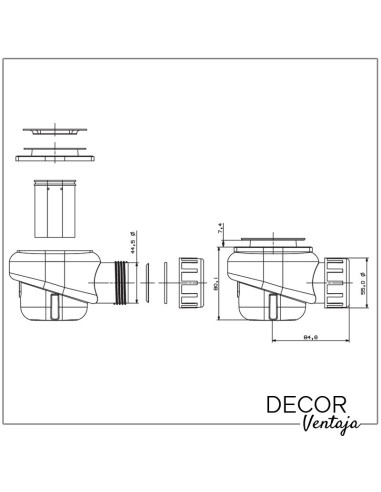 Plato de ducha de resina modelo Monte. Desagüe