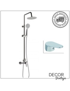 Columna de ducha cromada con rociador de 25 cm de diámetro en acero inoxidable. Modelo Madrid