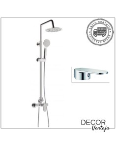 Barra de ducha cromada con rociador de 25 cm modelo Tubular.