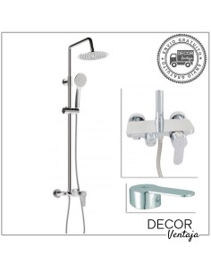 Columna para bañera cromo con rociador redondo de 25 cm. de diámetro. Modelo Baleares
