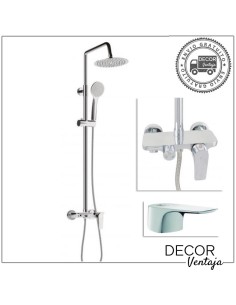 Columna para bañera cromo con rociador redondo de 25 cm. de diámetro. Modelo Galicia
