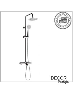 Columna para bañera cromo con rociador redondo de 25 cm. de diámetro. Modelo Termostática