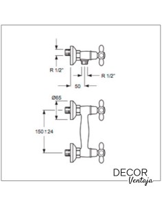 Grifo clásico monoblock de ducha latón envejecido. Modelo Época 2