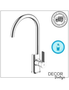 Grifo monomando de fregadero para osmosis cromo. Modelo Tubular con Pulsador tipo Clic Clac