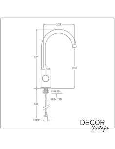 Grifo monomando de fregadero para osmosis cromo. Modelo Tubular con Pulsador tipo Clic Clac 2